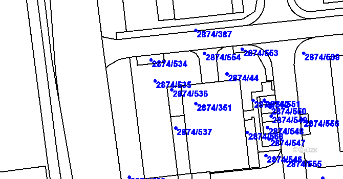 Parcela st. 2874/536 v KÚ Zbraslav, Katastrální mapa