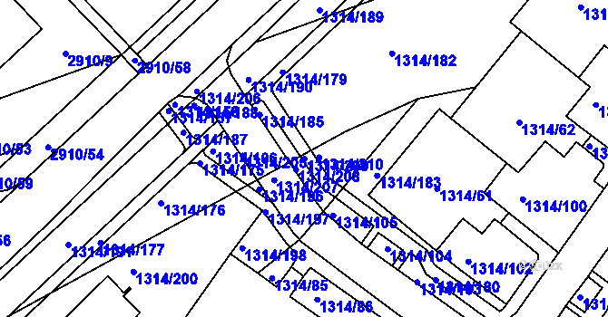 Parcela st. 1314/209 v KÚ Zbraslav, Katastrální mapa