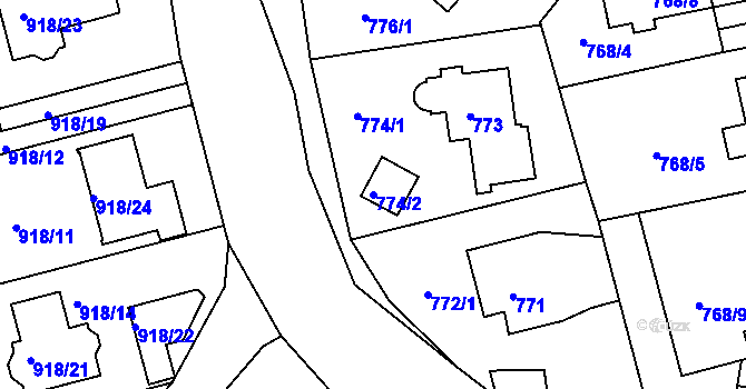 Parcela st. 774/2 v KÚ Zbraslav, Katastrální mapa