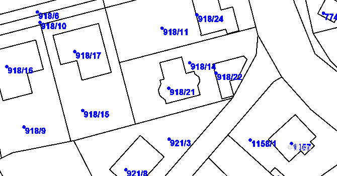 Parcela st. 918/21 v KÚ Zbraslav, Katastrální mapa