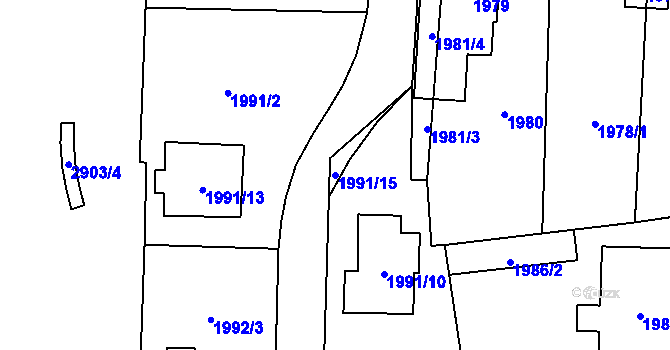 Parcela st. 1991/15 v KÚ Zbraslav, Katastrální mapa