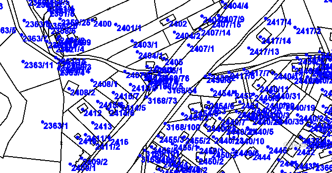 Parcela st. 3168/54 v KÚ Zbraslav, Katastrální mapa