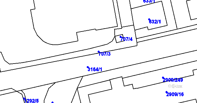 Parcela st. 707/3 v KÚ Zbraslav, Katastrální mapa
