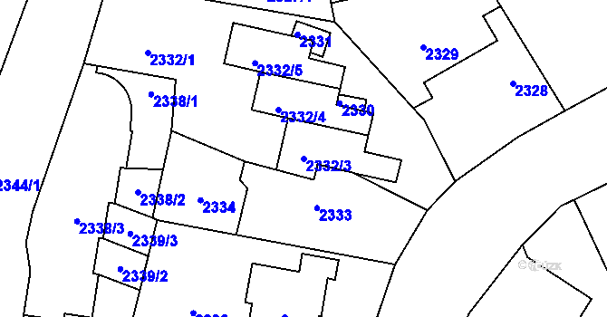 Parcela st. 2332/3 v KÚ Zbraslav, Katastrální mapa