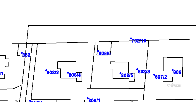 Parcela st. 808/6 v KÚ Zbraslav, Katastrální mapa