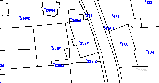 Parcela st. 237/1 v KÚ Zbraslav, Katastrální mapa