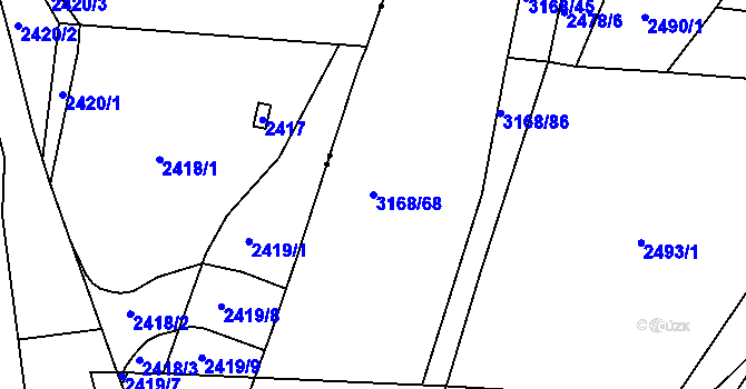 Parcela st. 3168/68 v KÚ Zbraslav, Katastrální mapa