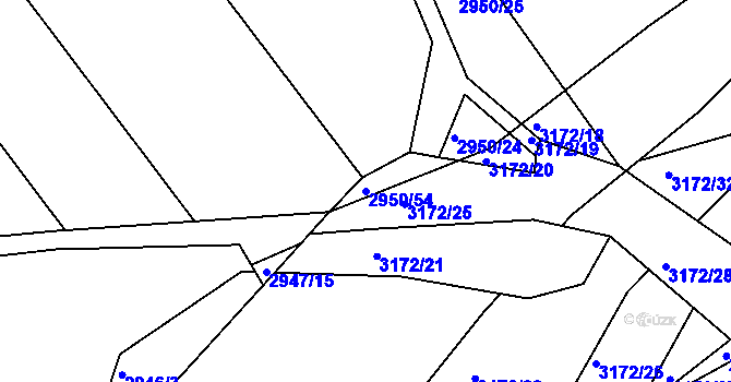 Parcela st. 2950/54 v KÚ Zbraslav, Katastrální mapa