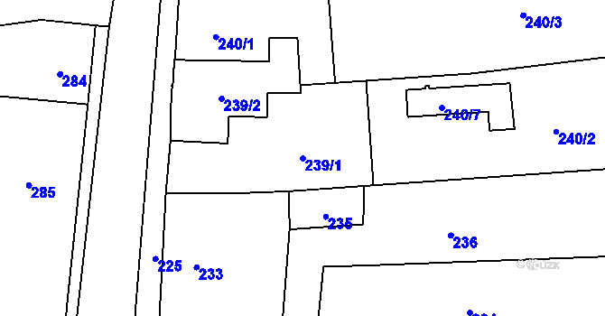 Parcela st. 239/1 v KÚ Zbraslav, Katastrální mapa