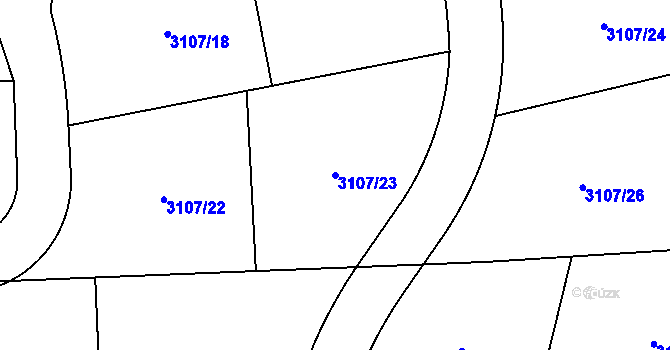 Parcela st. 3107/23 v KÚ Zbraslav, Katastrální mapa