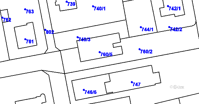 Parcela st. 760/5 v KÚ Zbraslav, Katastrální mapa