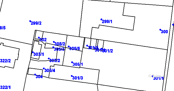 Parcela st. 301/5 v KÚ Zbraslav, Katastrální mapa