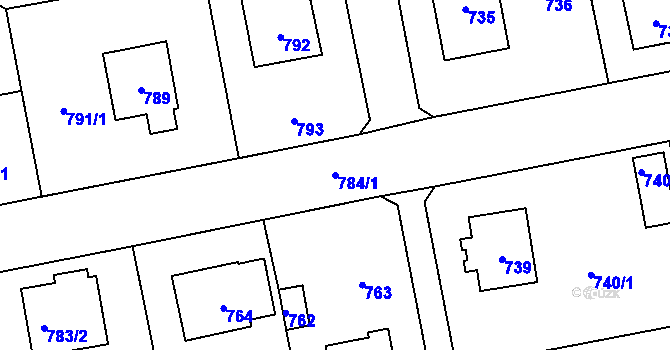 Parcela st. 784/1 v KÚ Zbraslav, Katastrální mapa