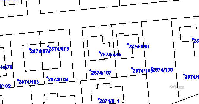 Parcela st. 2874/683 v KÚ Zbraslav, Katastrální mapa