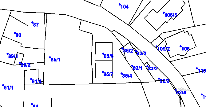 Parcela st. 85/6 v KÚ Zbraslav, Katastrální mapa