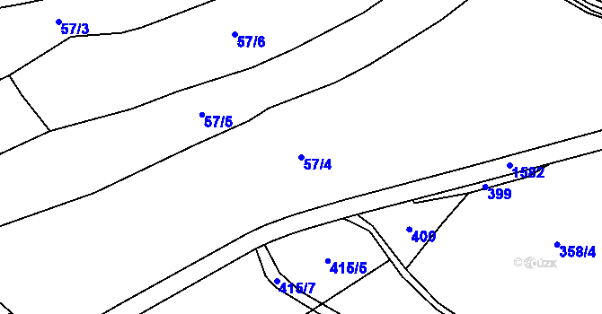 Parcela st. 57/4 v KÚ Domašín u Zbraslavi, Katastrální mapa