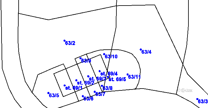 Parcela st. 63/10 v KÚ Zbraslav u Štědré, Katastrální mapa