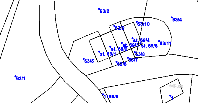 Parcela st. 69/1 v KÚ Zbraslav u Štědré, Katastrální mapa