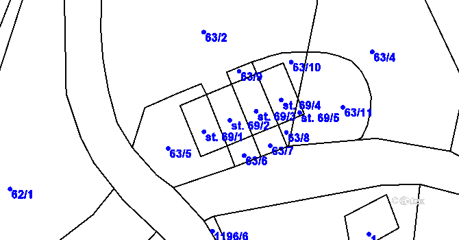 Parcela st. 69/2 v KÚ Zbraslav u Štědré, Katastrální mapa