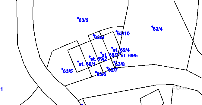 Parcela st. 69/3 v KÚ Zbraslav u Štědré, Katastrální mapa