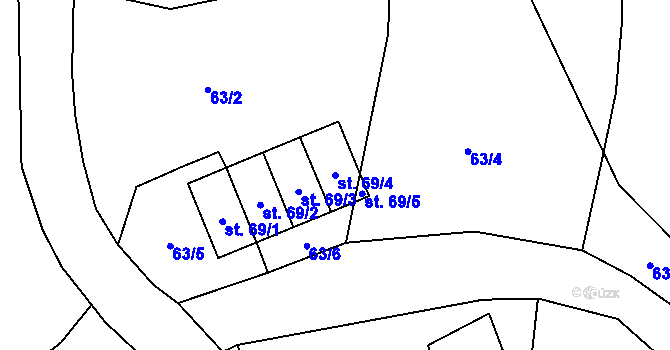 Parcela st. 69/4 v KÚ Zbraslav u Štědré, Katastrální mapa
