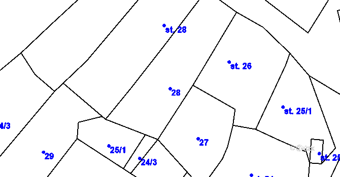 Parcela st. 28 v KÚ Zbraslav u Štědré, Katastrální mapa