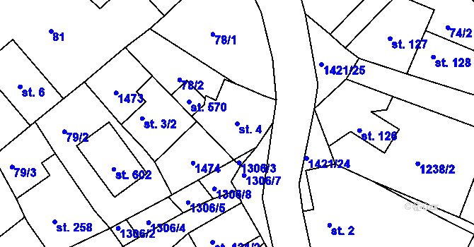 Parcela st. 4 v KÚ Zbraslav na Moravě, Katastrální mapa