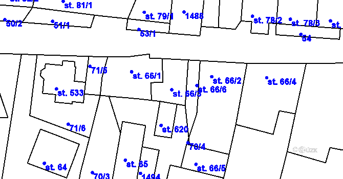 Parcela st. 66/3 v KÚ Zbraslav na Moravě, Katastrální mapa