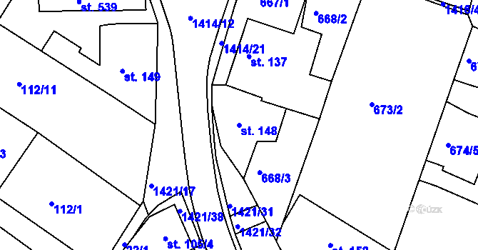 Parcela st. 148 v KÚ Zbraslav na Moravě, Katastrální mapa