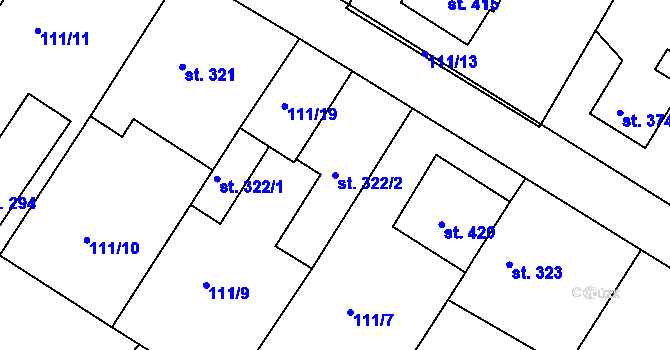 Parcela st. 322/2 v KÚ Zbraslav na Moravě, Katastrální mapa