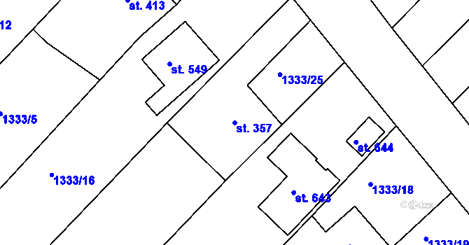 Parcela st. 357 v KÚ Zbraslav na Moravě, Katastrální mapa