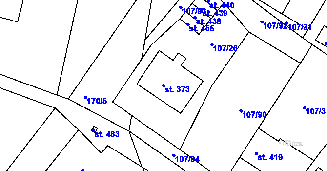 Parcela st. 373 v KÚ Zbraslav na Moravě, Katastrální mapa
