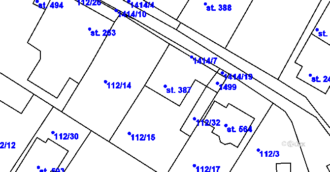 Parcela st. 387 v KÚ Zbraslav na Moravě, Katastrální mapa