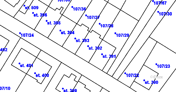 Parcela st. 392 v KÚ Zbraslav na Moravě, Katastrální mapa