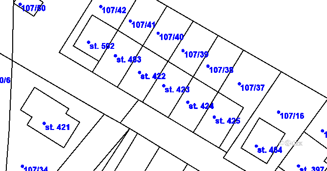 Parcela st. 423 v KÚ Zbraslav na Moravě, Katastrální mapa