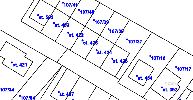 Parcela st. 424 v KÚ Zbraslav na Moravě, Katastrální mapa