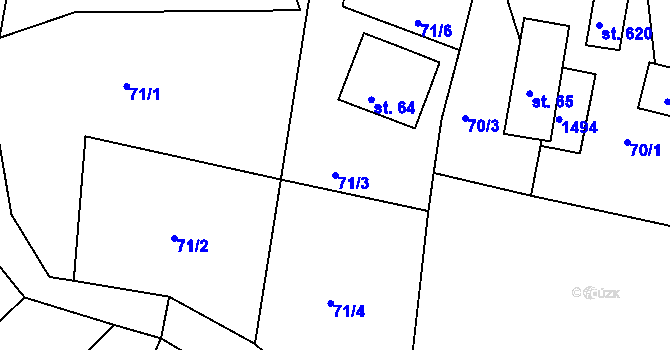 Parcela st. 71/3 v KÚ Zbraslav na Moravě, Katastrální mapa