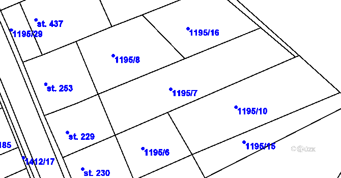 Parcela st. 1195/7 v KÚ Zbraslav na Moravě, Katastrální mapa
