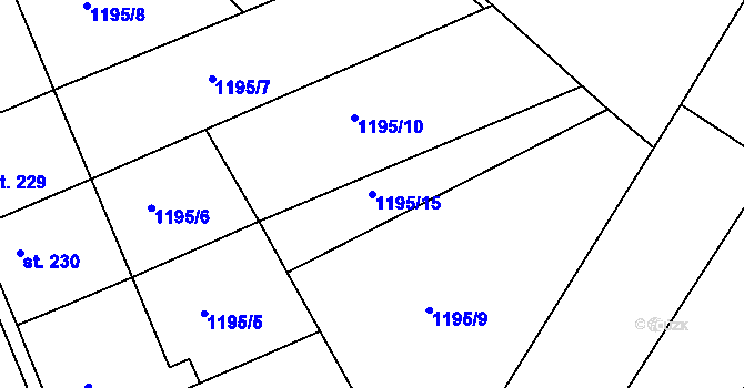 Parcela st. 1195/15 v KÚ Zbraslav na Moravě, Katastrální mapa