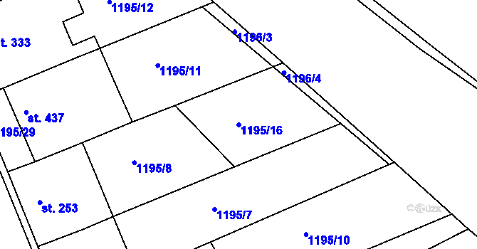 Parcela st. 1195/16 v KÚ Zbraslav na Moravě, Katastrální mapa