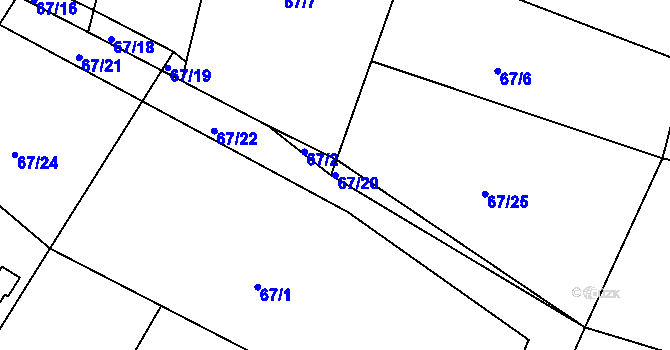 Parcela st. 67/20 v KÚ Zbraslav na Moravě, Katastrální mapa