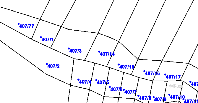 Parcela st. 407/14 v KÚ Zbraslav na Moravě, Katastrální mapa