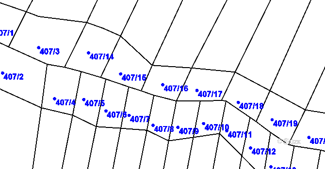Parcela st. 407/16 v KÚ Zbraslav na Moravě, Katastrální mapa