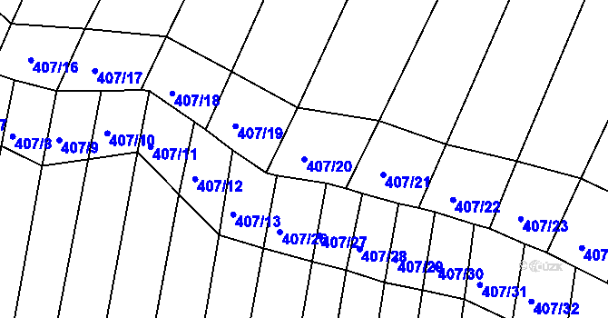 Parcela st. 407/20 v KÚ Zbraslav na Moravě, Katastrální mapa
