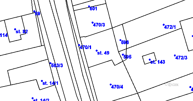 Parcela st. 49 v KÚ Zbraslavec, Katastrální mapa