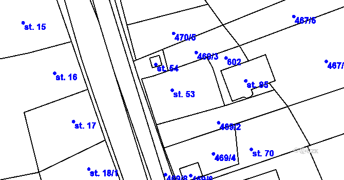 Parcela st. 53 v KÚ Zbraslavec, Katastrální mapa