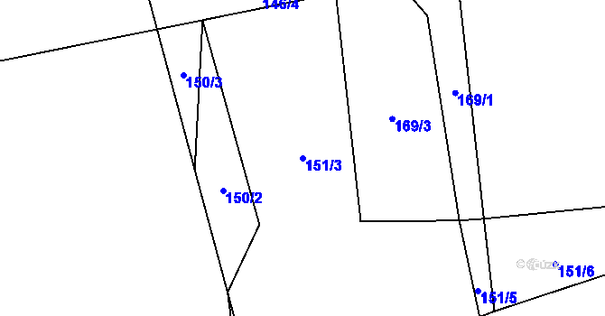 Parcela st. 151/3 v KÚ Zbraslavec, Katastrální mapa