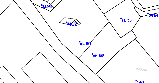 Parcela st. 6/1 v KÚ Rápošov, Katastrální mapa