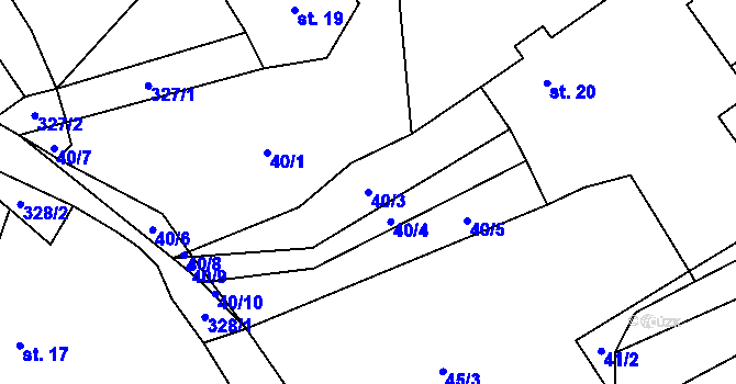 Parcela st. 40/3 v KÚ Rápošov, Katastrální mapa