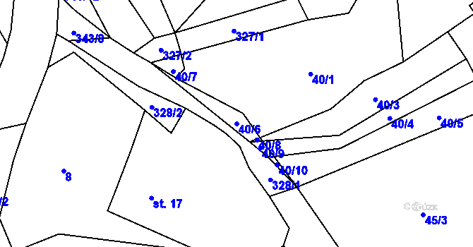 Parcela st. 40/6 v KÚ Rápošov, Katastrální mapa